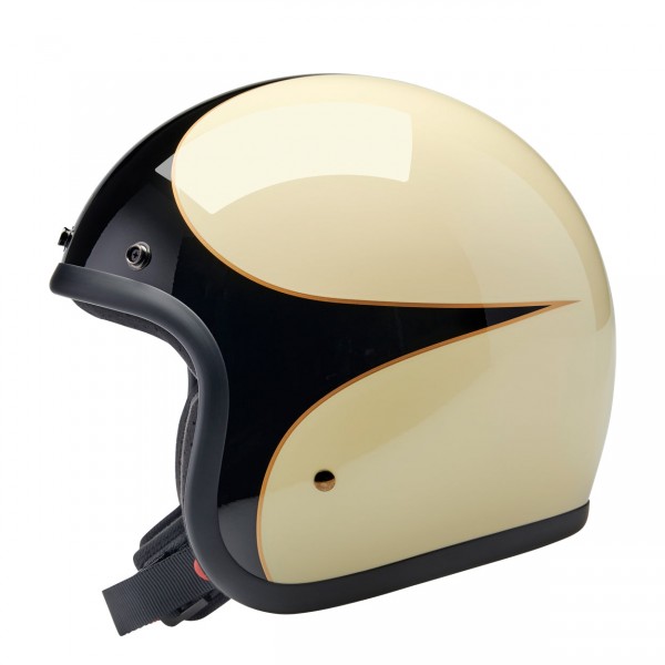 BILTWELL BONANZA SCALLOP GLOSS VINTAGE WHITE BLACK HELMET