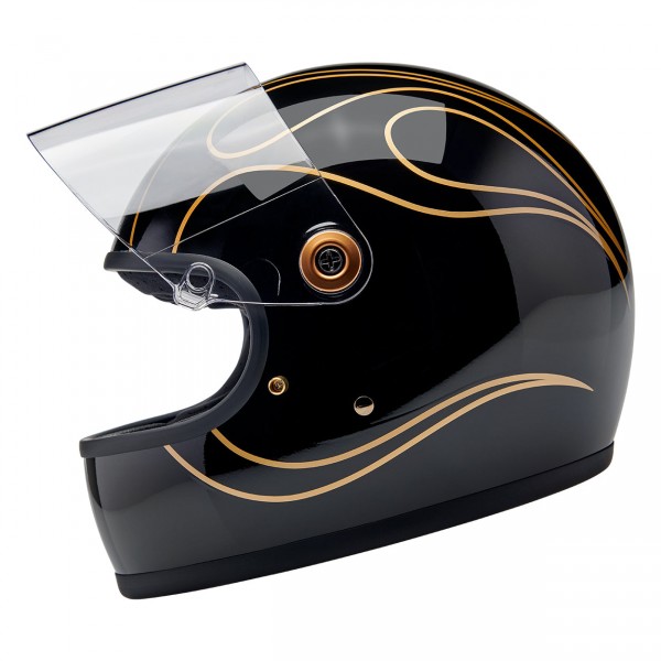 BILTWELL GRINGO S GLOSS BLACK FLAMES HELMET