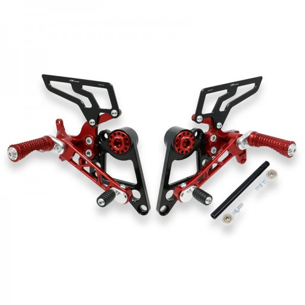 CNC RACING REAR SETS RED FOR DUCATI MONSTER 1100 EVO 2011-2012 PART # PE100R