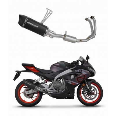 DOMINATOR HP6 BLACK + DB KILLER EXHAUST SYSTEM HEADERS SILENCER FOR APRILIA RS 457 2024 PART # AP043DFFSBL