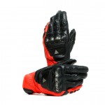 DAINESE 4-STROKE 2 BLACK/FLUO-RED LEATHER GLOVES