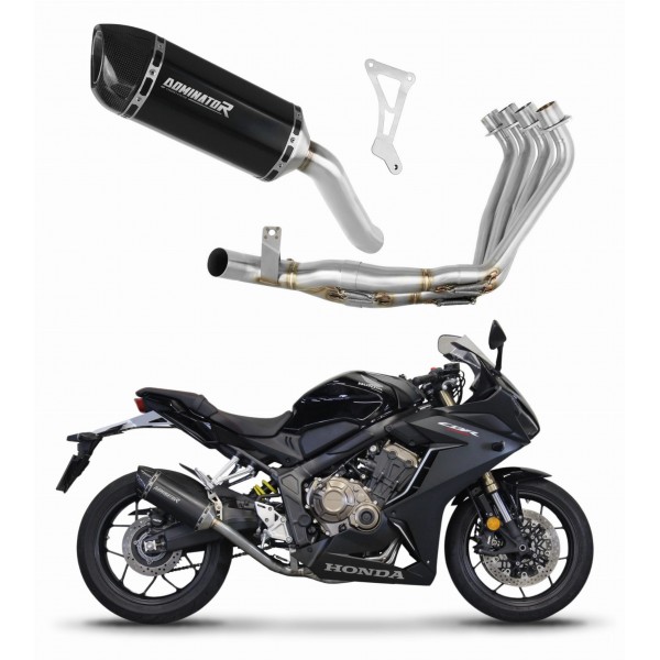 DOMINATOR HP1 BLACK + DB KILLER MEDIUM HEADERS EXHAUST SYSTEM FOR HONDA CBR 650 R 2019 - 2023 PART # HO104DFBL