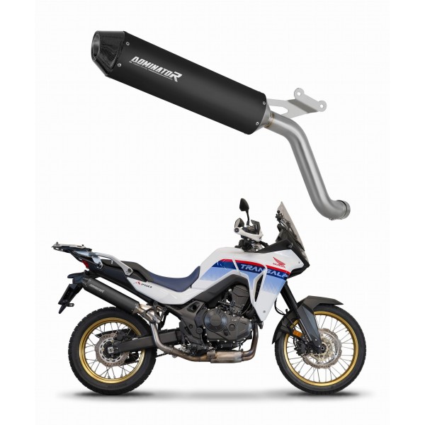 DOMINATOR MX2 BLACK + DB KILLER EXHAUST FOR HONDA XL 750 TRANSALP 2023 PART # HO120DFBL