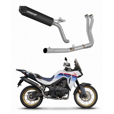 DOMINATOR MX2 BLACK + DB KILLER HEADERS EXHAUST SYSTEM FOR HONDA XL 750 TRANSALP 2023 PART # HO120DFSFBL