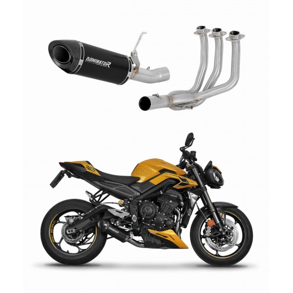 DOMINATOR HP8 BLACK + DB KILLER EXHAUST SYSTEM HEADERS TRIUMPH STREET TRIPLE 765 S / R / RS 2023 - 2024 PART # TR023DFBL