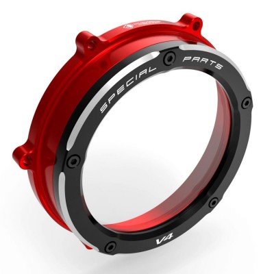 CLUTCH COVER DBK RED BLACK FOR DUCATI PANIGALE V4-V4S (2018-2019) PART # CCV401AD