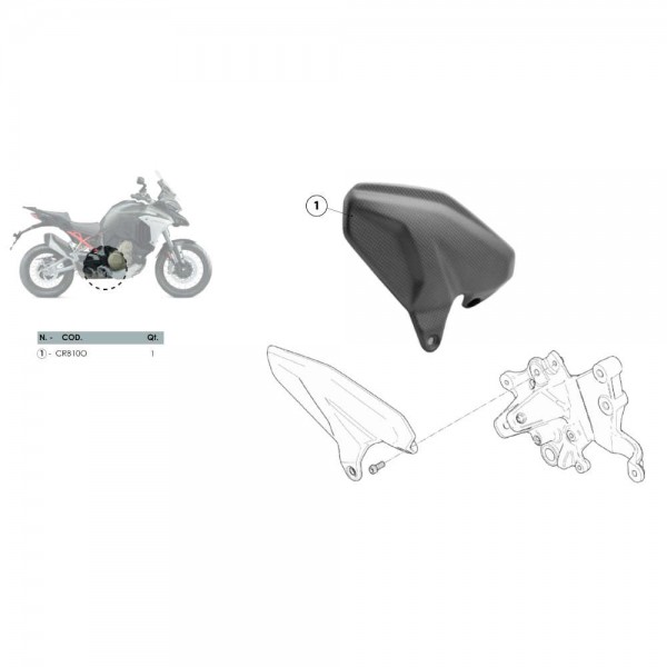 DBK CARBON HEEL GUARD FOOTPEGS FOR DUCATI MULTISTRADA V4 1100 2021-2024 PART # CRB10O
