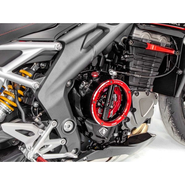 DBK TRIUMPH CLEAR CLUTCH COVER OIL BATH 3D-EVO FOR TRIUMPH SPEED TRIPLE 1200 RS 2024 PART # CCDV11 