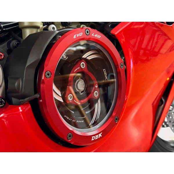 DBK EVO LED CLEAR CLUTCH COVER FOR DUCATI PANIGALE V4 2024-2025 PART # CCV4L01 