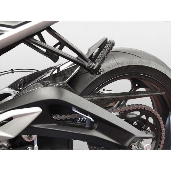 DBK GLOSSY CARBON REAR HUGGER FOR TRIUMPH STREET TRIPLE 765 RS 2024 PART # CRB89L 