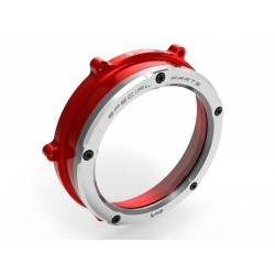 Ducabike Clear Clutch Cover For Panigale V4 Red-Silver Part # CCV401AE