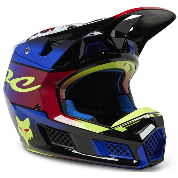 FOX V3 RS DKAY BLUE RED HELMET