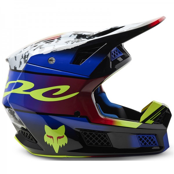 FOX V3 RS DKAY BLUE RED HELMET