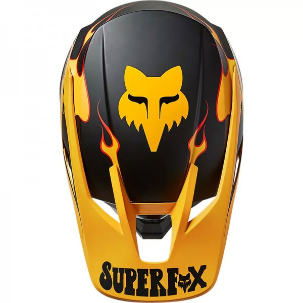 FOX V3 RS SUPR TRIK BLACK YELLOW HELMET