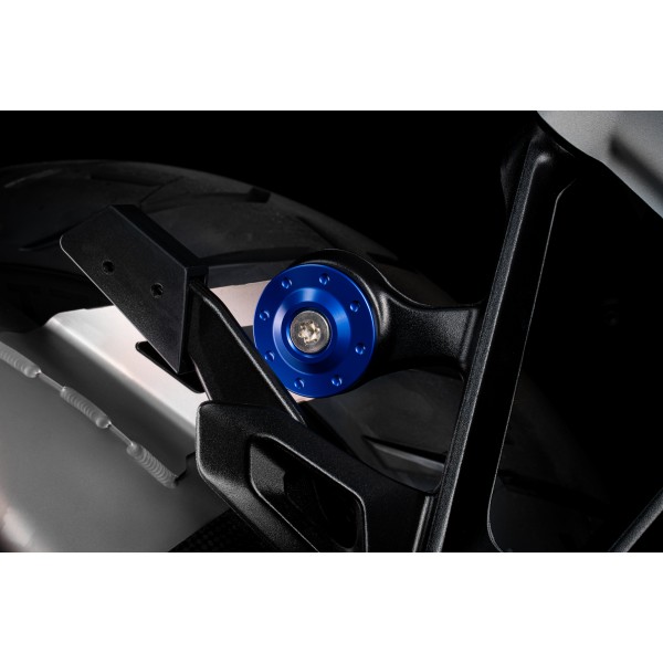 GILLES TOOLING EXHAUST BRACKET COVER KIT FOR BMW S1000RR 2023-2024 BLUE PART # BL-15-KIT-BL