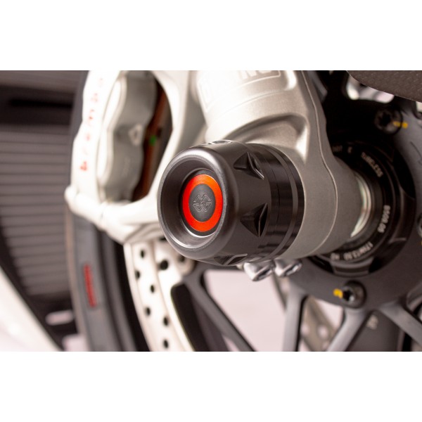 GILLES TOOLING GTA FRONT AXLE PROTECTOR BLACK FOR DUCATI PANIGALE V2 2020-2024 PART # GTA-F-D03-B