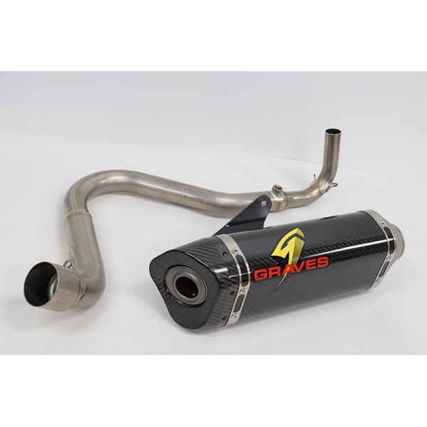 Graves Motorsports Kawasaki Works Cat-Back Slip-On Titanium Carbon Exhaust Z125 Pro 2017-2018 Part #EXK-18Z125-FTC