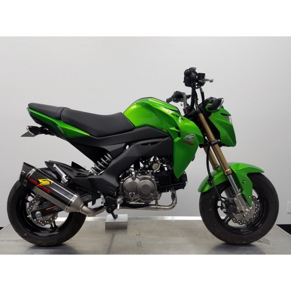 Graves Motorsports Kawasaki Works Cat-Back Slip-On Titanium Carbon Exhaust Z125 Pro 2017-2018 Part #EXK-18Z125-FTC