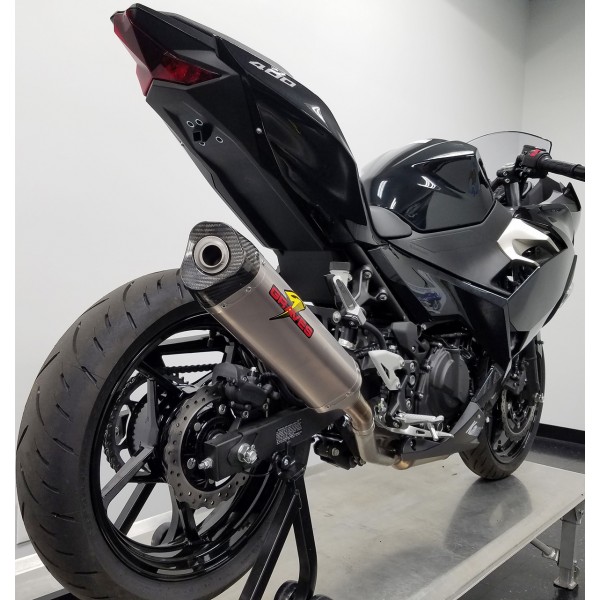 Graves Motorsports Kawasaki Works Slip-On Exhaust Titanium Ninja Ex400 2018-2021 Part #EXK-18EX4-CBST