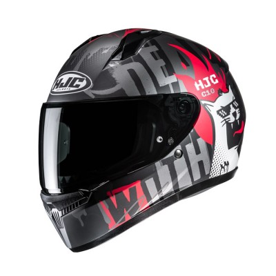 HJC C10 FOP BLACK RED HELMET