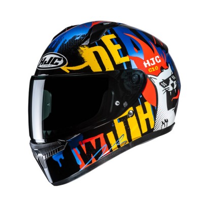 HJC C10 FOP BLUE ORANGE HELMET