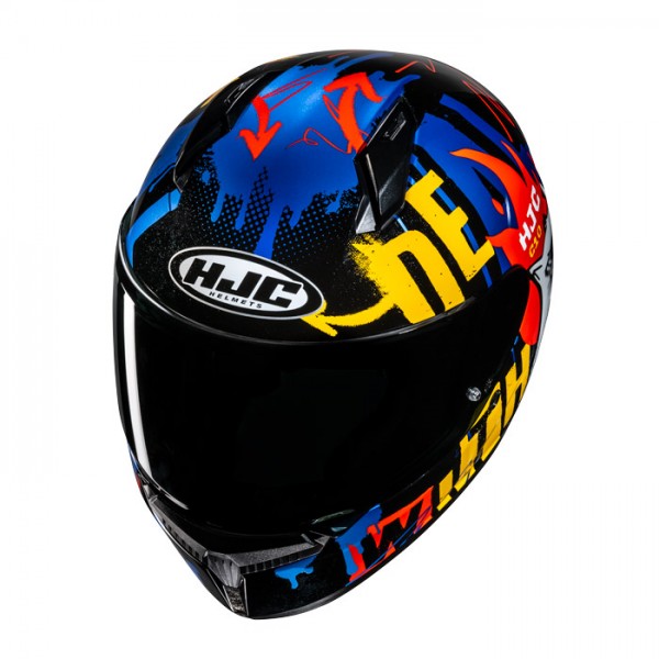 HJC C10 FOP BLUE ORANGE HELMET