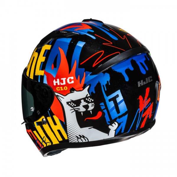 HJC C10 FOP BLUE ORANGE HELMET