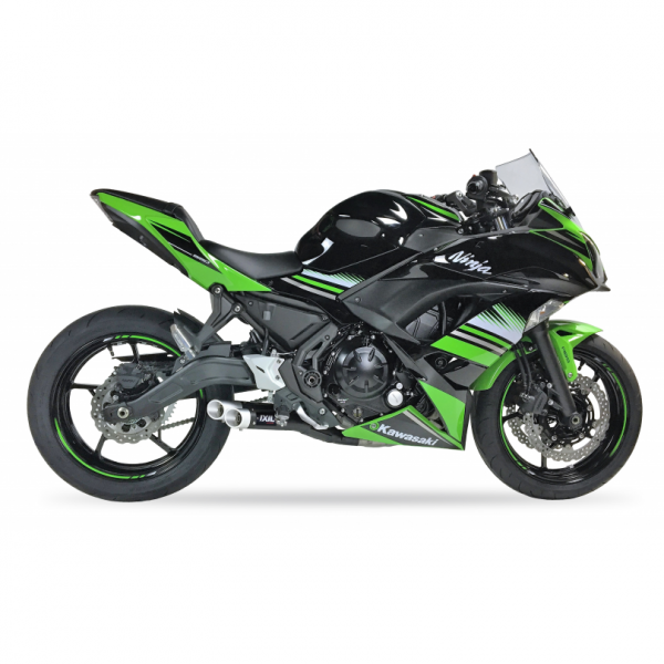 IXIL L3XB FULL SYSTEM-DUAL HYPERLOW BLACK XL FOR KAWASAKI Z650-NINJA 650 2021-2023 PART # XK7353XB