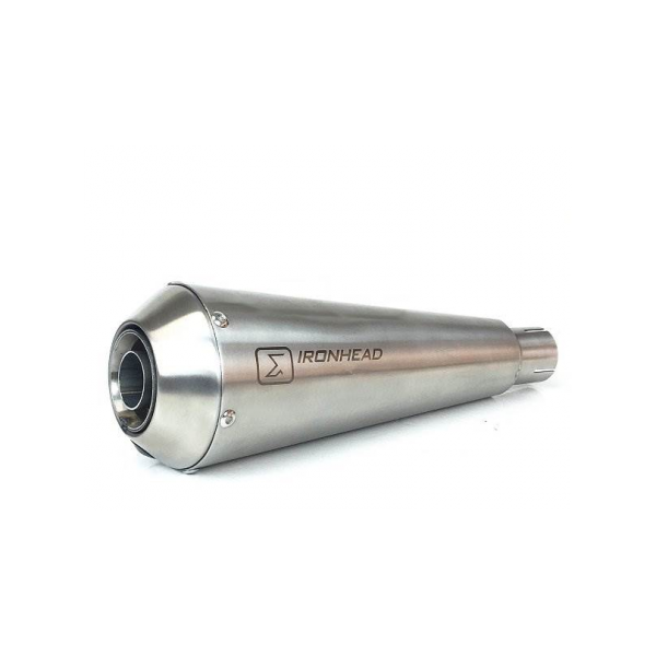 IXIL OVC11SS SLIP ON LEFT MUFFLER-IRONHEAD CONICAL MATT INOX FOR TRIUMPH BONNEVILLE T100 BLACK 2021-2023 PART # OT463SS