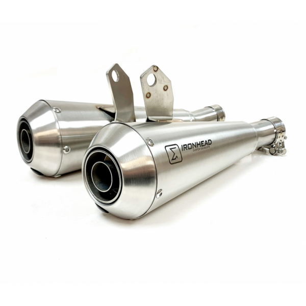 IXIL OVC11SS SLIP ON RIGHT AN LEFT MUFFLER-IRONHEAD CONICAL MATT INOX FOR TRIUMPH BONNEVILLE NEWCHURCH-SE 2021-2023 PART # OT464-465SS