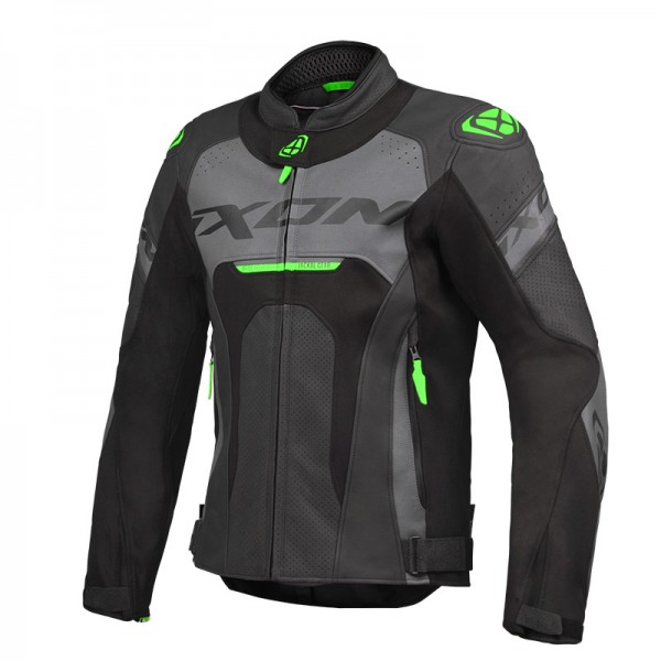 IXON JACKAL LEATHER ANTHRACITE GREEN JACKET