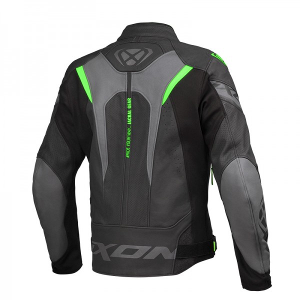 IXON JACKAL LEATHER ANTHRACITE GREEN JACKET