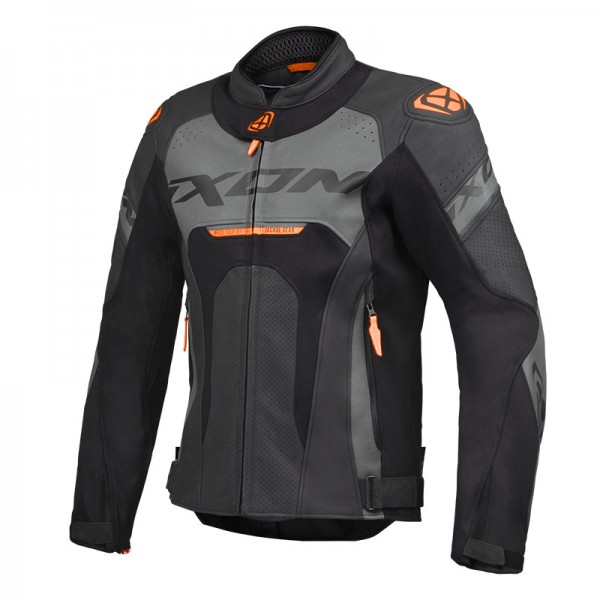 IXON JACKAL LEATHER ANTHRACITE ORANGE JACKET