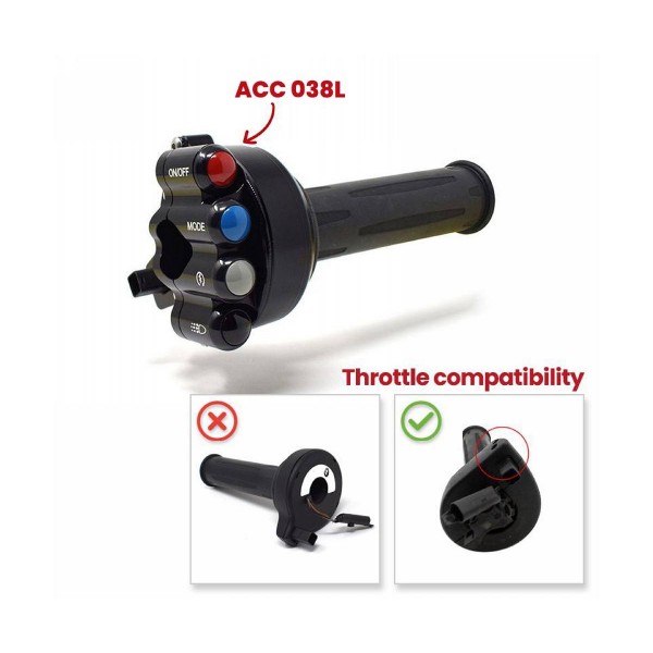 JETPRIME THROTTLE TWIST GRIP WITH INTEGRATED CONTROLS FOR BMW S1000 RR 2021 - 2024 PART # JP ACC 038 RRL