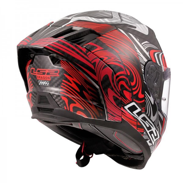 LS2 FF807 DRAGON CARBON ENTHUM RED HELMET 