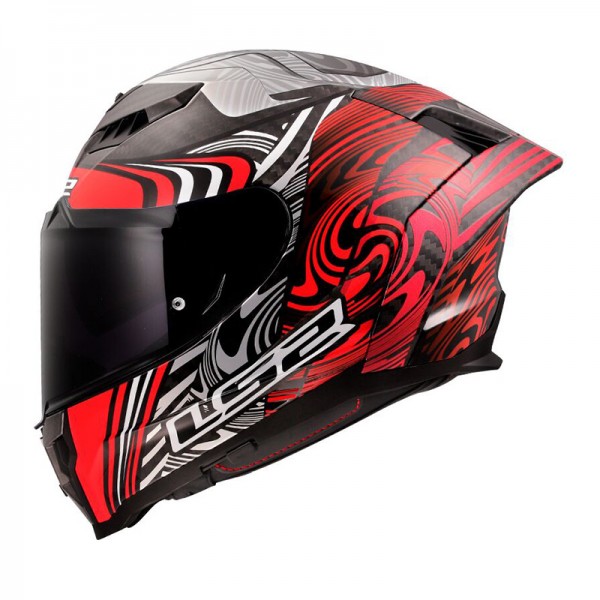 LS2 FF807 DRAGON CARBON ENTHUM RED HELMET 