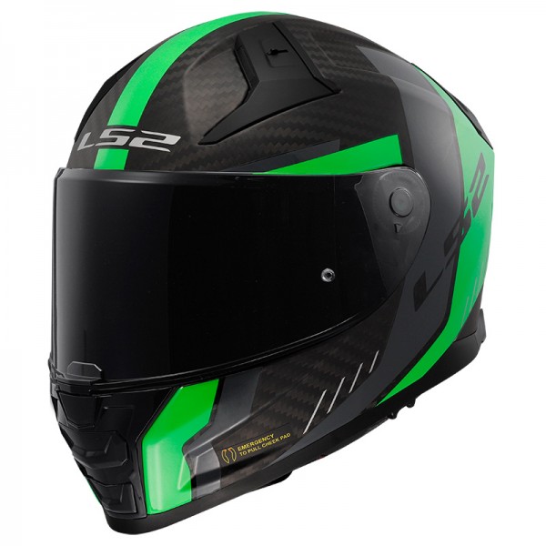 LS2 FF811 VECTOR 2 CARBON GRID GREEN HELMET