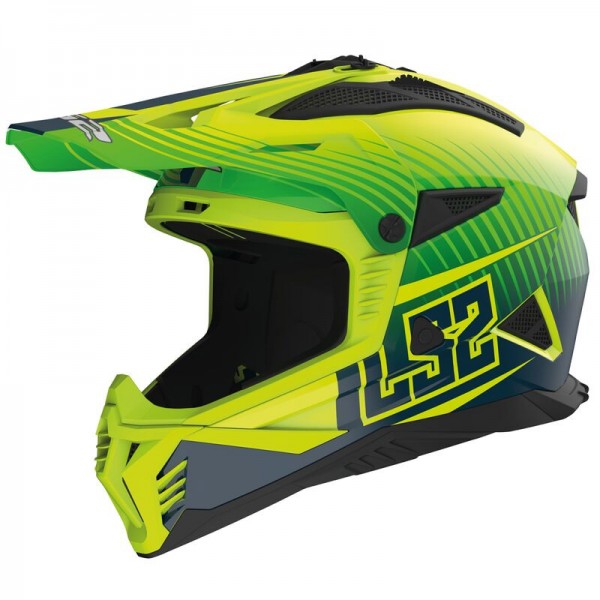 LS2 MX708 FAST 2 DUCK MATT H-V GREEN H-V YELLOW HELMET