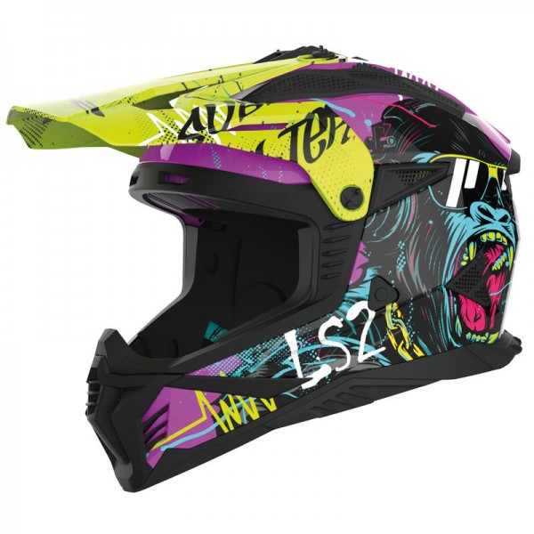 LS2 MX708 FAST 2 GORILLA PURPLE H-V YELLOW HELMET