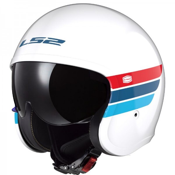 LS2 OF599 SPITFIRE 2 RETRO WHITE BLUE RED HELMET