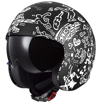 LS2 OF599 SPITFIRE 2 TRIBAL MATT BLACK WHITE HELMET