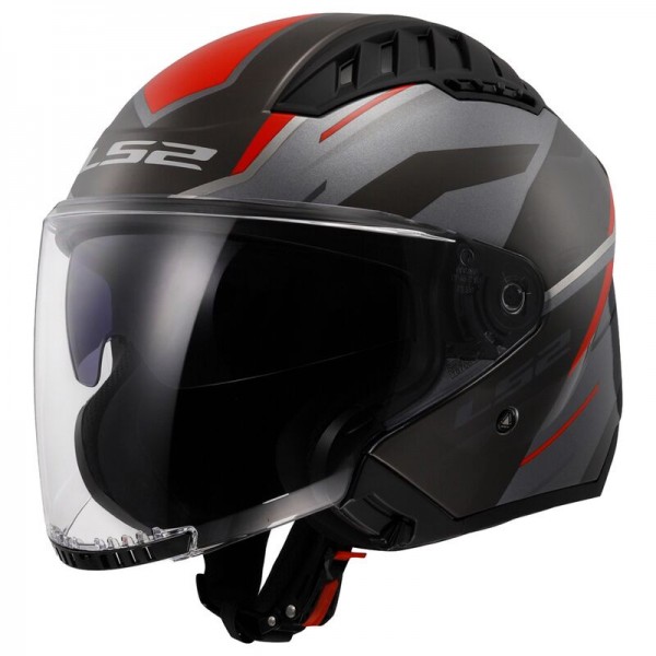 LS2 OF600 COPTER 2 DISTON GREY RED HELMET