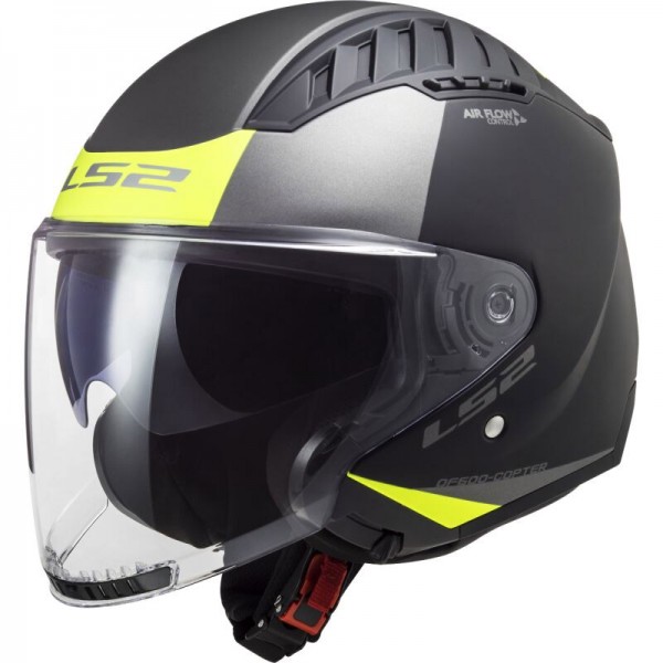 LS2 OF600 COPTER 2 URBANE MATT BLACK HI-VAS YELLOW HELMET