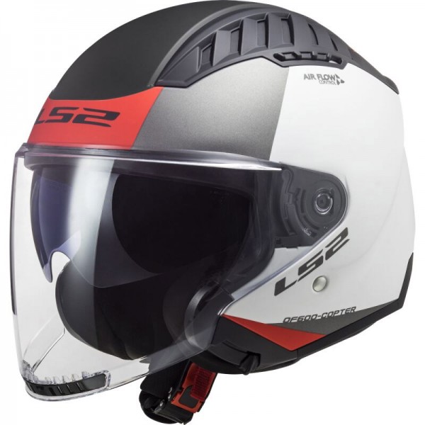 LS2 OF600 COPTER 2 URBANE MATT WHITE RED HELMET