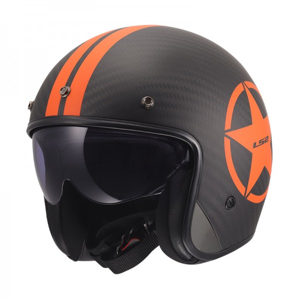 LS2 OF601 BOB 2 CARBON 06 STAR ORANGE MATT HELMET