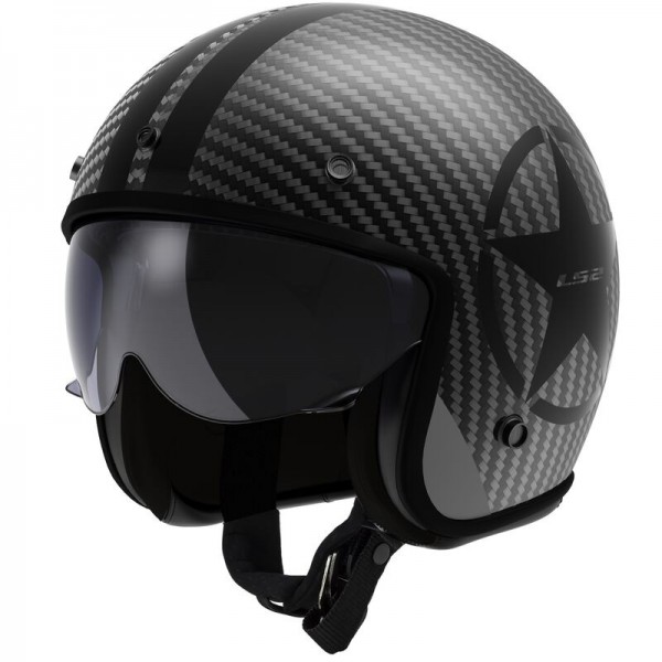 LS2 OF601 BOB 2 CARBON STAR BLACK HELMET