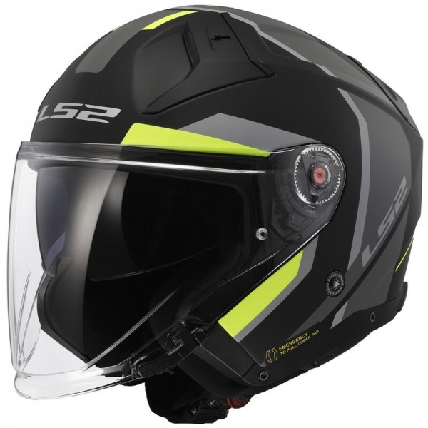 LS2 OF603 INFINITY 2 FOCUS MATT BLACK H-VIS YELLOW HELMET
