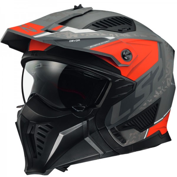 LS2 OF606 DRIFTER DEVOR MATT SLIVER TITANIUM RED HELMET