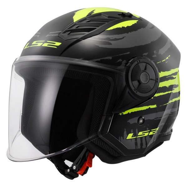 LS2 OF616 AIRFLOW 2 BRUSH BLACK H-V YELLOW HELMET