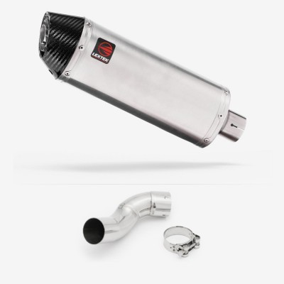 LEXTEK RP2 GLOSS STAINLESS STEEL OVAL EXHAUST 300MM WITH LINK PIPE FOR KAWASAKI Z900 2020-2024 PART # EXKT4555